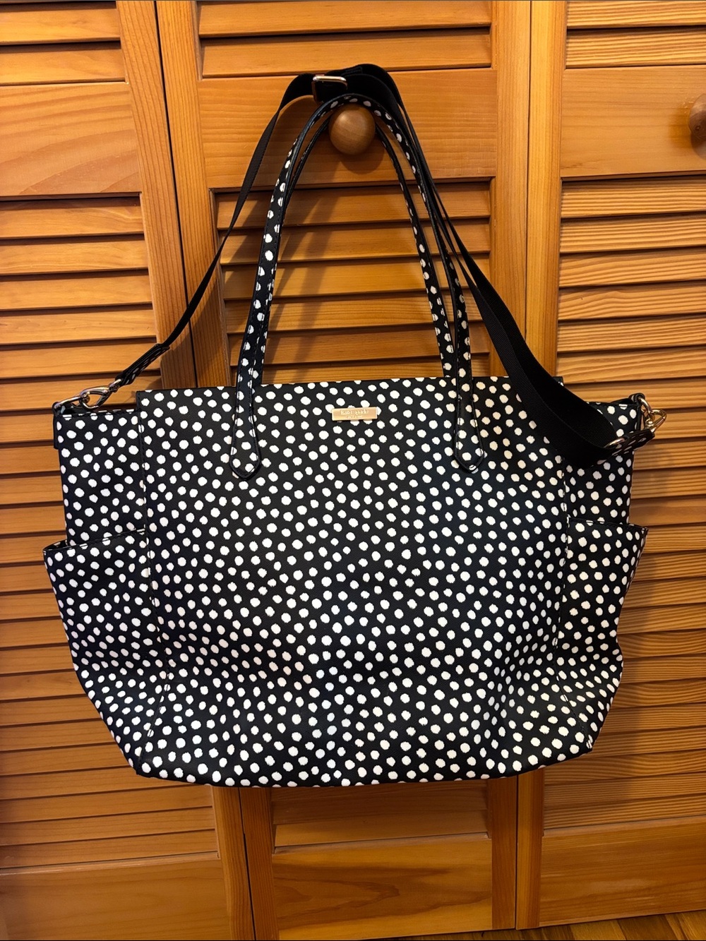 Kate spade Black and White Polka Dot Tote Bag - Stylish Everyday Diaper Bag